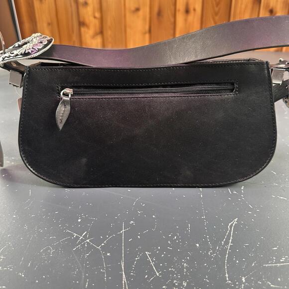 VTG Nocona Leather Purse Brown Black Orange Hand Tooled Floral 11x3x5 NWT - Picture 4 of 10